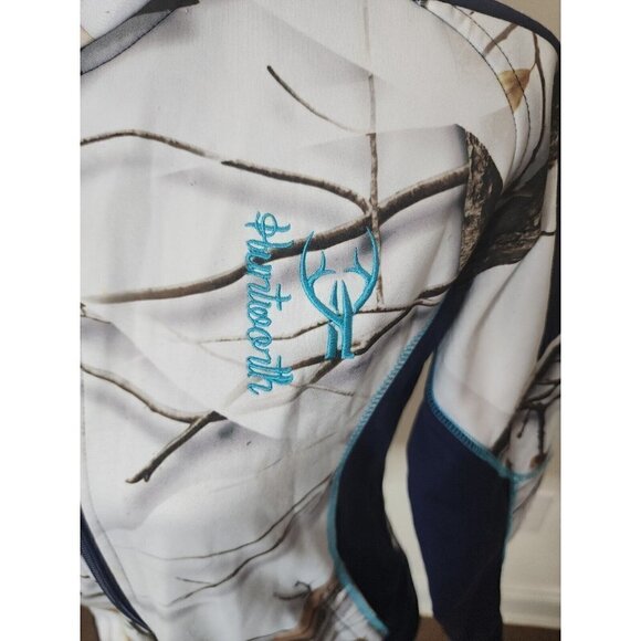 Huntworth Full Zip Jacket womens Medium Oak Tree Camo Navy Gray mock neck Medium - Picture 2 of 9